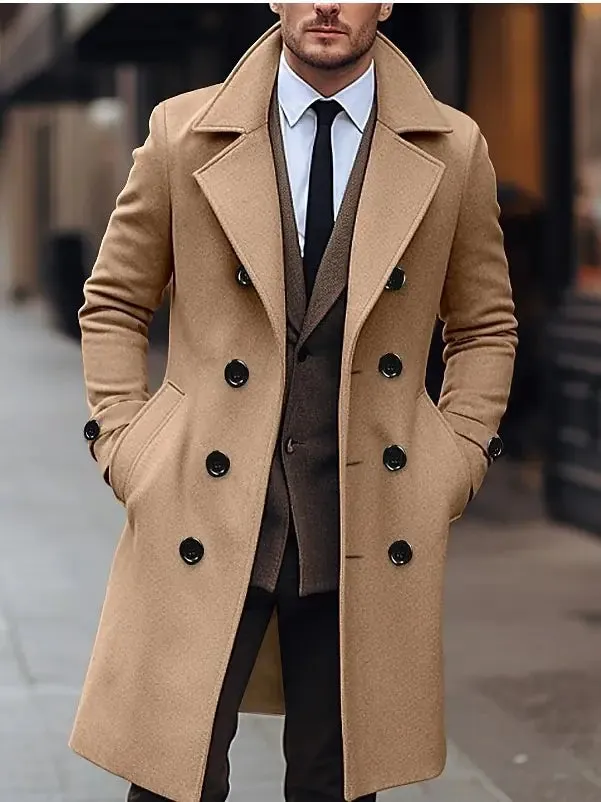 2024 Men's Double-Breasted Woolen Jacket (Autumn/Winter)