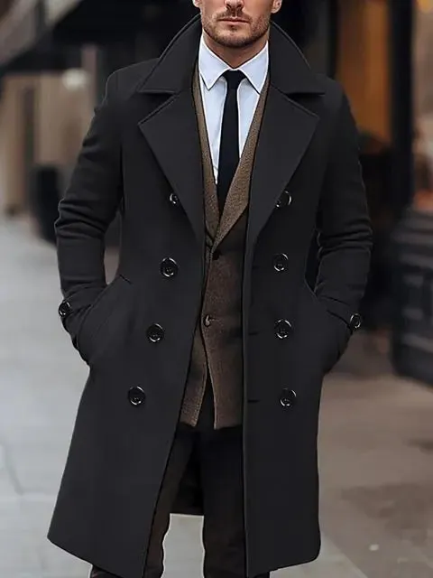 2024 Men's Double-Breasted Woolen Jacket (Autumn/Winter)