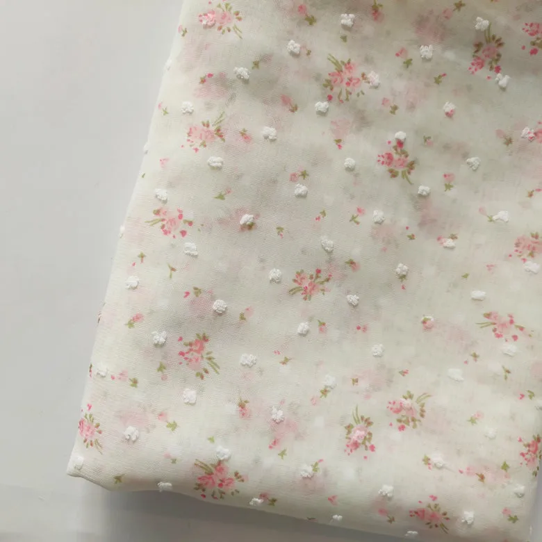 59 inches Width Polka Chiffon Flower Print Lace Fabric by the Yard