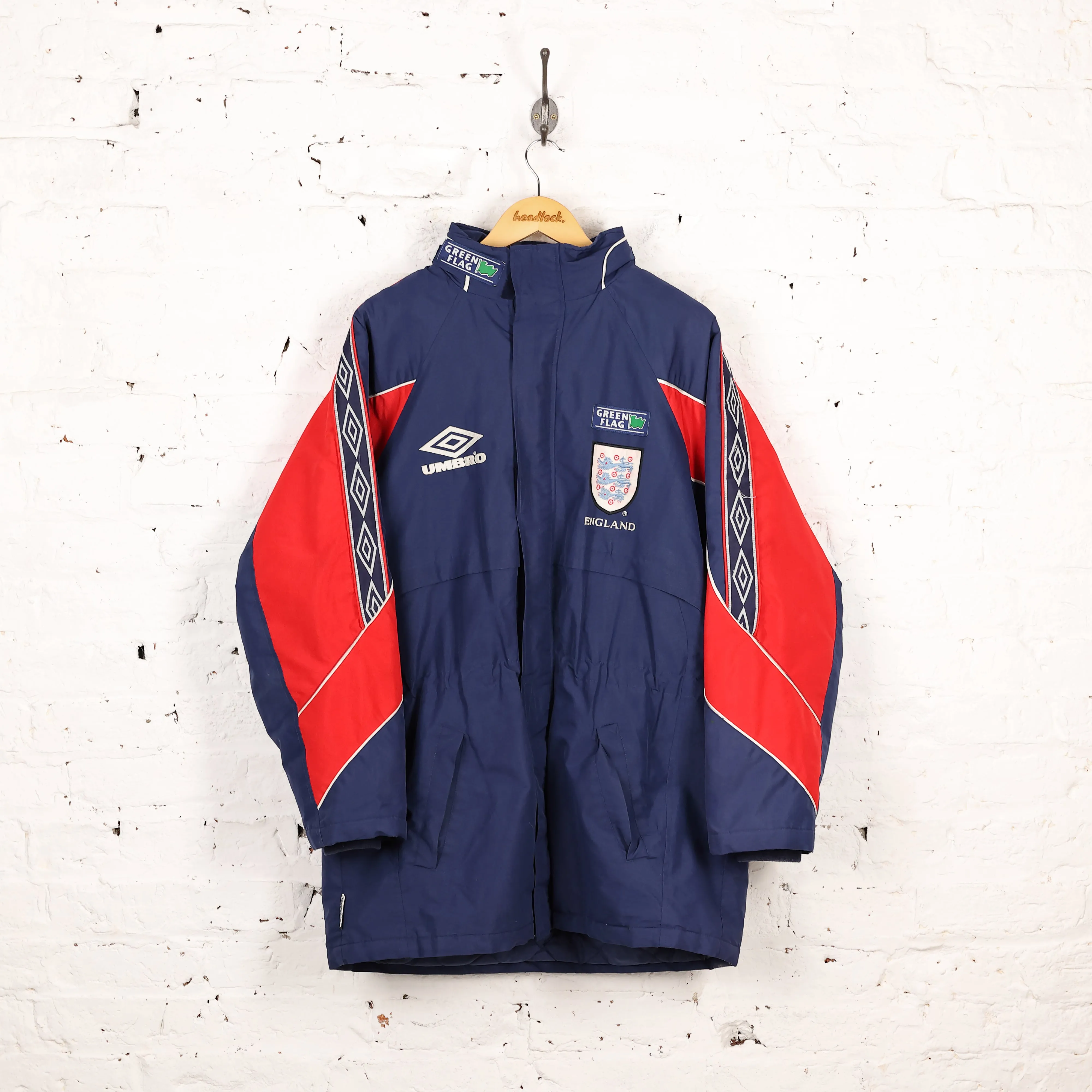 90s Umbro England Football Coaches Jacket - Blue - L