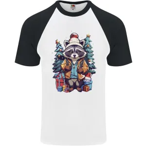 A Cool Christmas Racoon Xmas Mens S/S Baseball T-Shirt