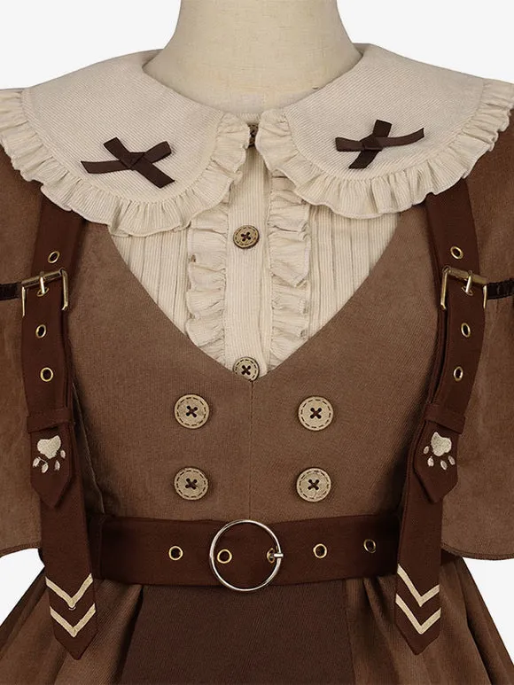 Academic Lolita Poncho Coffee Brown Polyester Summer Lolita Outwears
