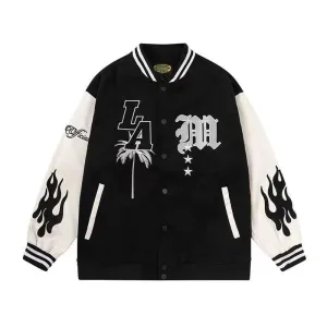 American Street Retro West Coast Letter Embroidered Baseball Suit National Fashion Brand Street Men's And Women's Thickened Cotton Jacket Fashion