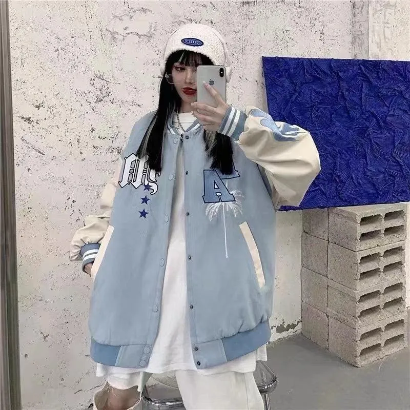 American Street Retro West Coast Letter Embroidered Baseball Suit National Fashion Brand Street Men's And Women's Thickened Cotton Jacket Fashion