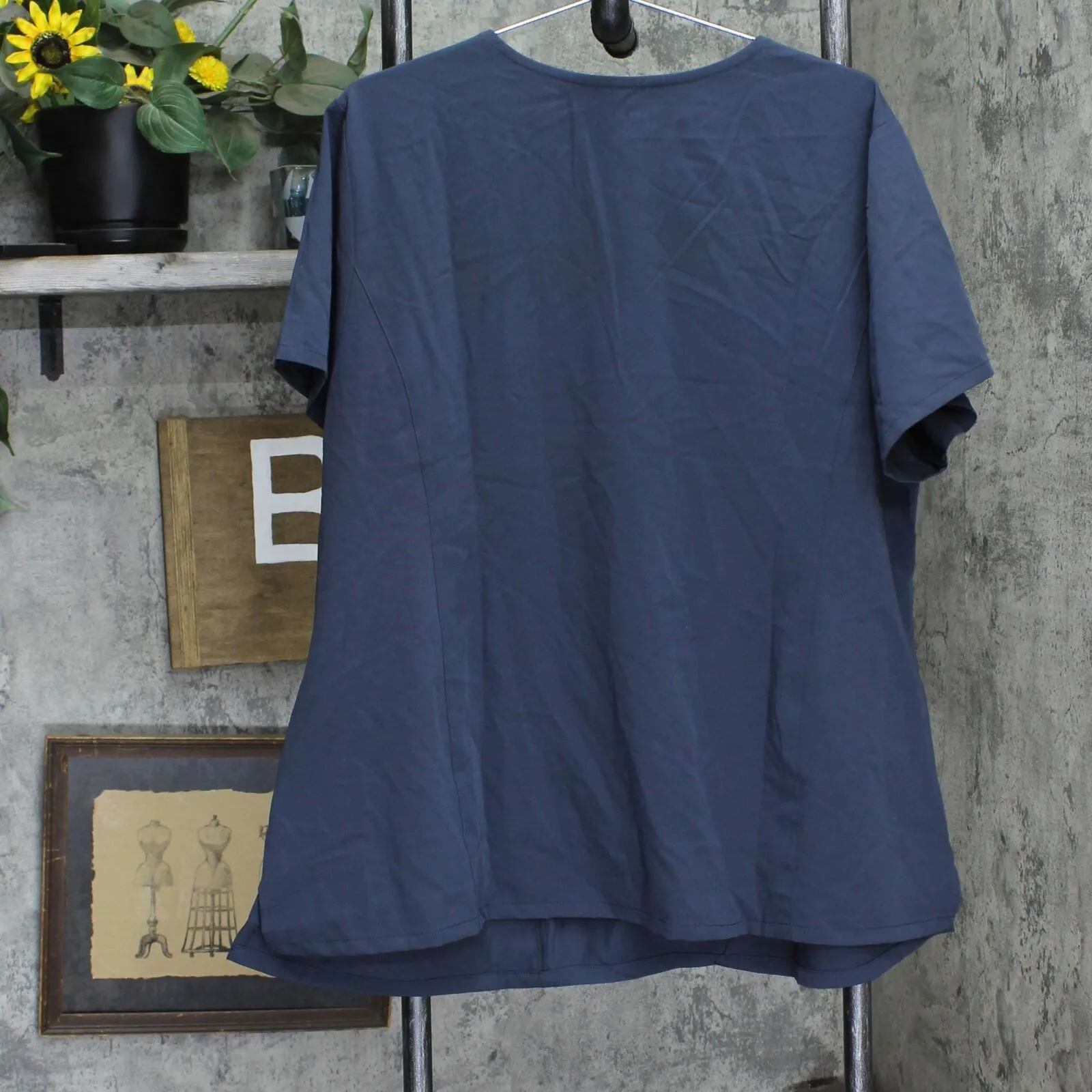 Barco Womens Unify Zip Front Scrub Shirt Top 166ffe6908e00f Blue Gray 3XL