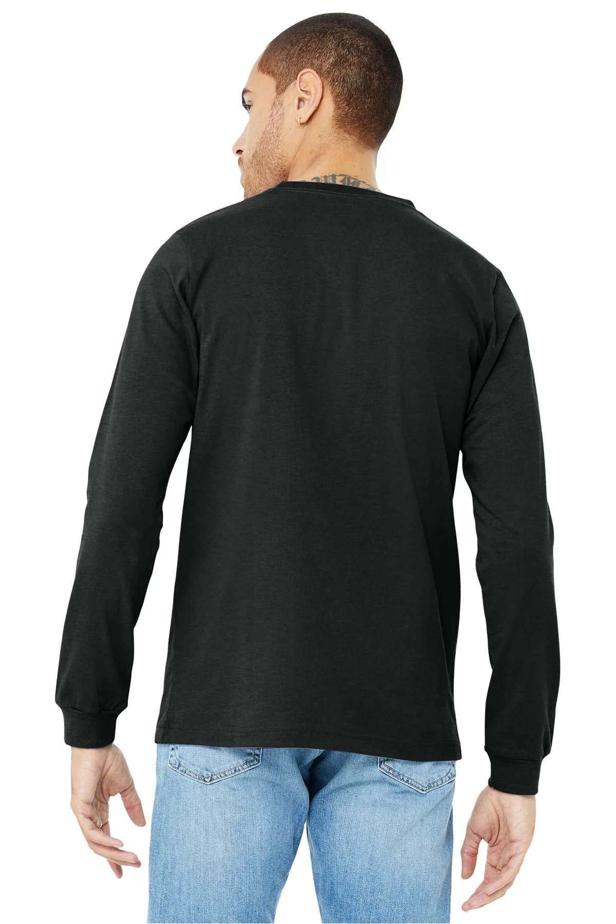 BELLA CANVAS Unisex Heather CVC Long Sleeve Tee BC3501CVC Black Heather