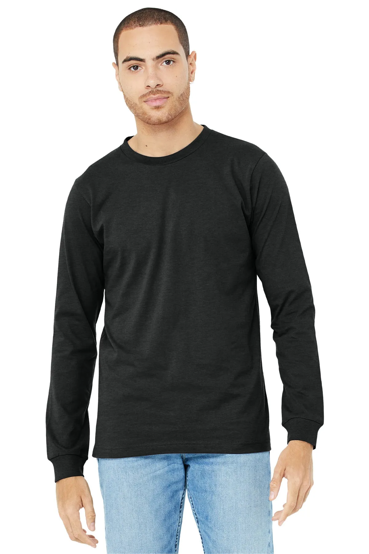 BELLA CANVAS Unisex Heather CVC Long Sleeve Tee BC3501CVC Black Heather