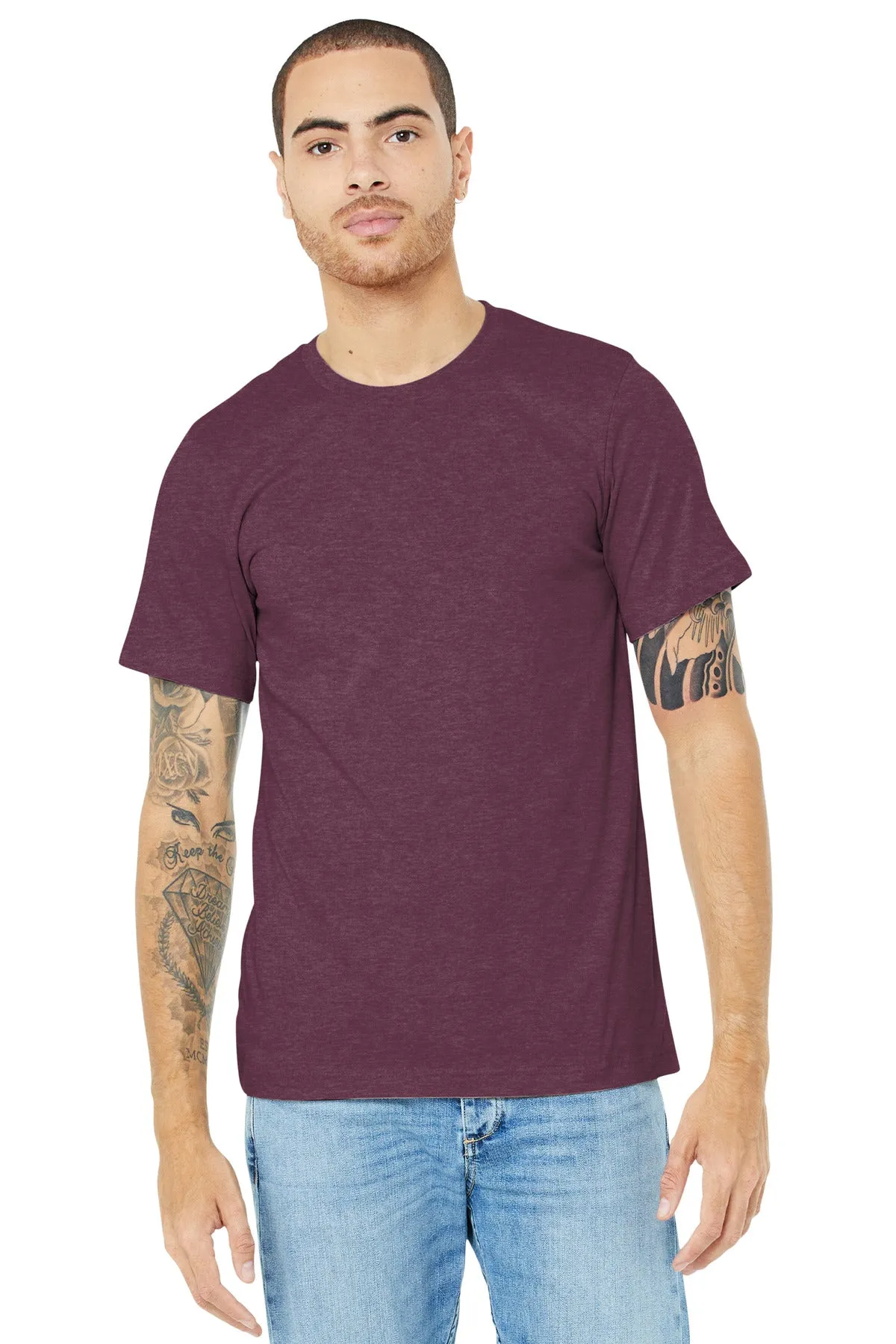 BELLA CANVAS  Unisex Heather CVC Short Sleeve Tee. BC3001CVC Heather Maroon