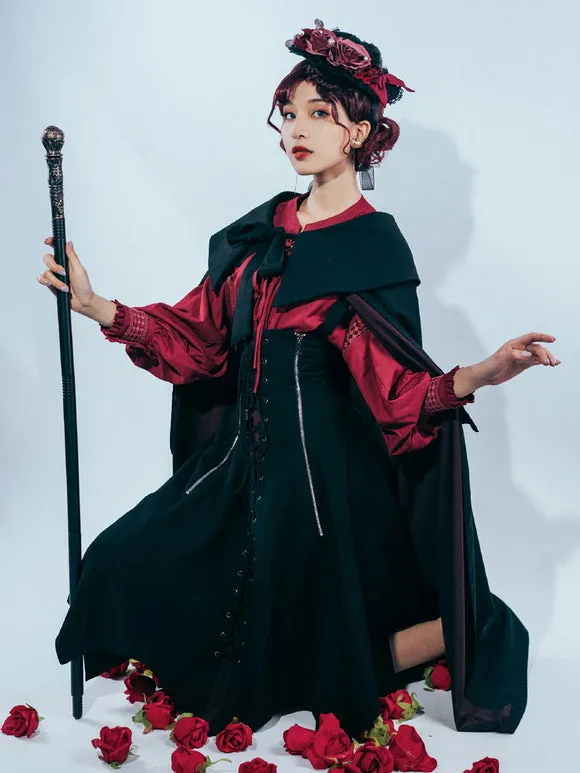 Black Lolita Poncho Polyester Winter Lolita Outwears