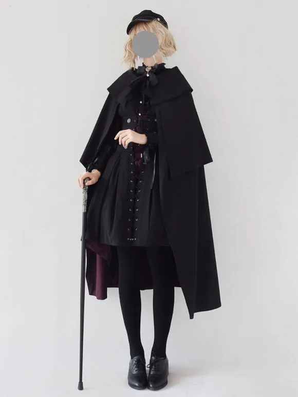 Black Lolita Poncho Polyester Winter Lolita Outwears