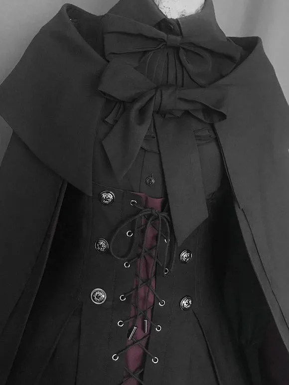 Black Lolita Poncho Polyester Winter Lolita Outwears