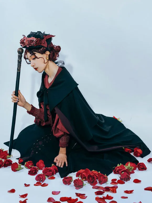 Black Lolita Poncho Polyester Winter Lolita Outwears