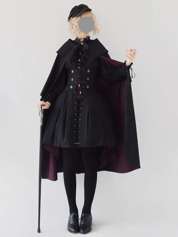 Black Lolita Poncho Polyester Winter Lolita Outwears