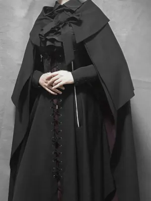 Black Lolita Poncho Polyester Winter Lolita Outwears