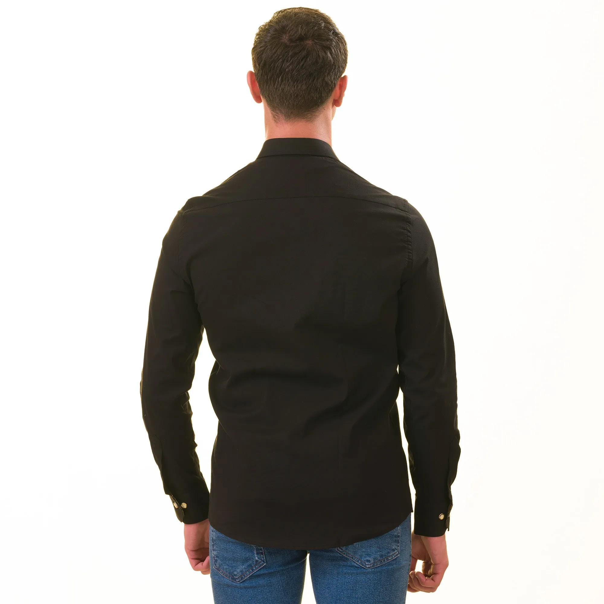 Black with inside Gold Men's Slim Fit Designer Shirt - Tailored Cotton