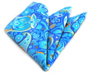 Blue Paisley Pocket Square for Men - Premium Silk Handkerchiefs for Suits