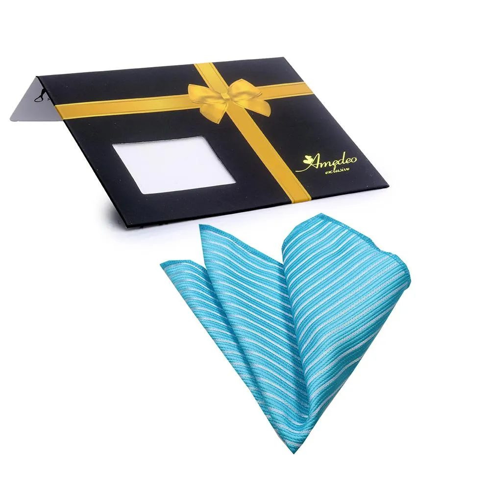 Blue White Mens Pocket Square - Premium Silk Handkerchiefs for Suits