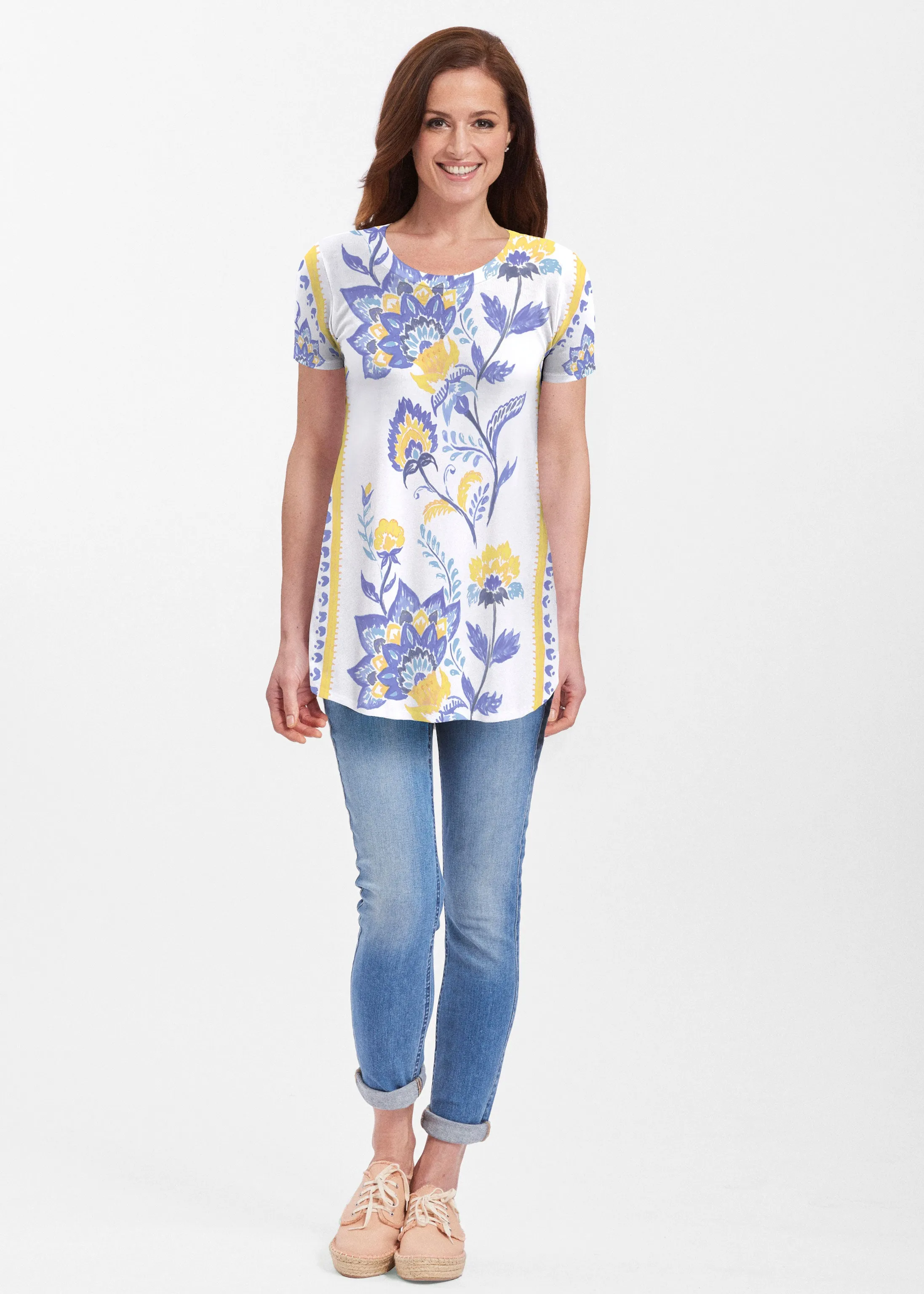 Bohemian Chintz Yellow (7898) ~ Short Sleeve Butterknit tunic