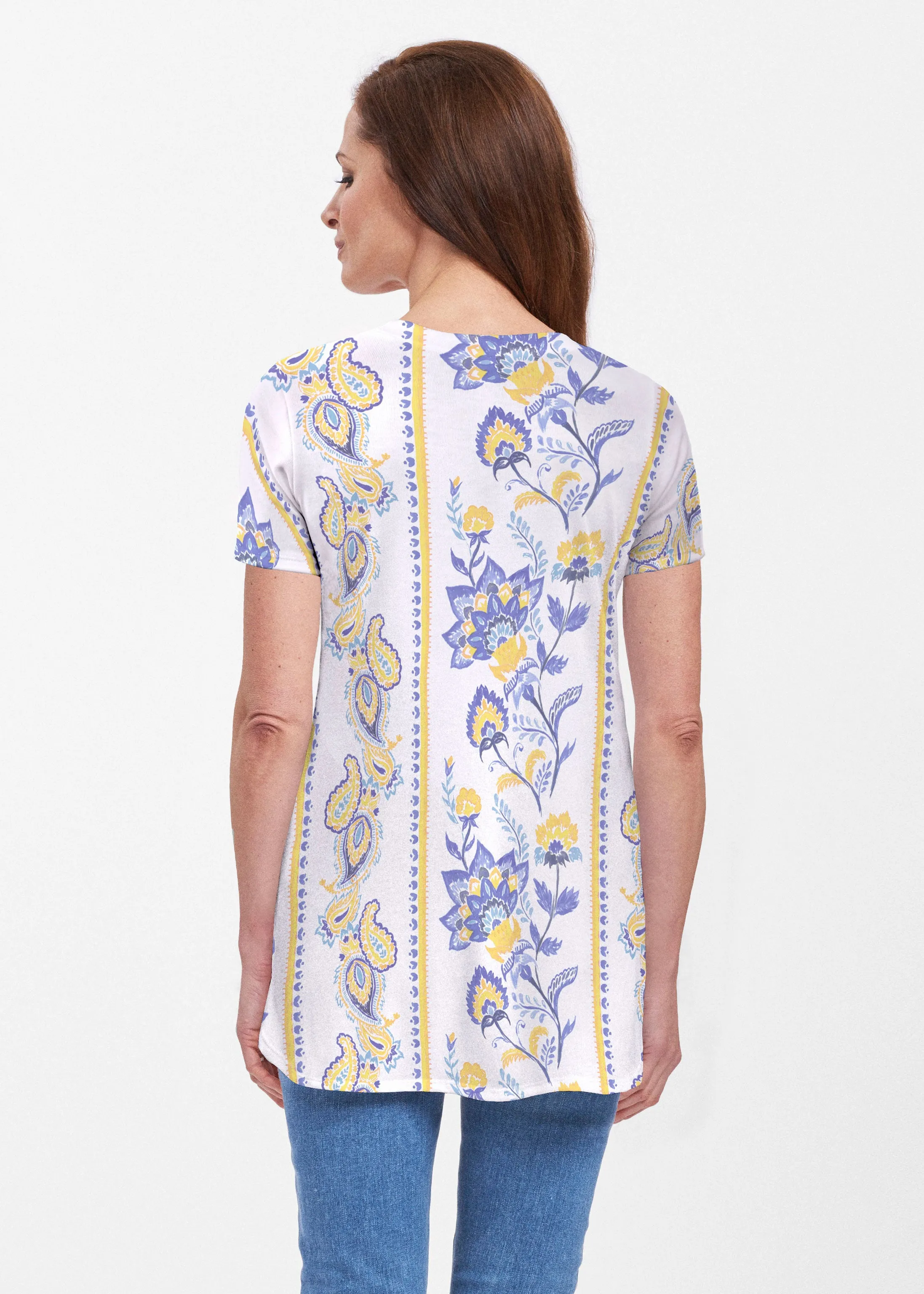 Bohemian Chintz Yellow (7898) ~ Short Sleeve Butterknit tunic