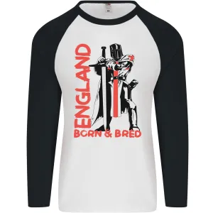 Born & Bred England St Georges Day Mens L/S Baseball T-Shirt