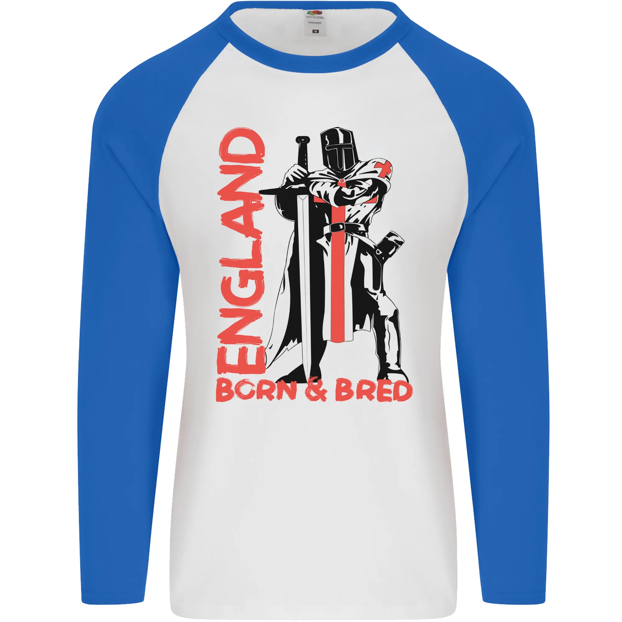 Born & Bred England St Georges Day Mens L/S Baseball T-Shirt