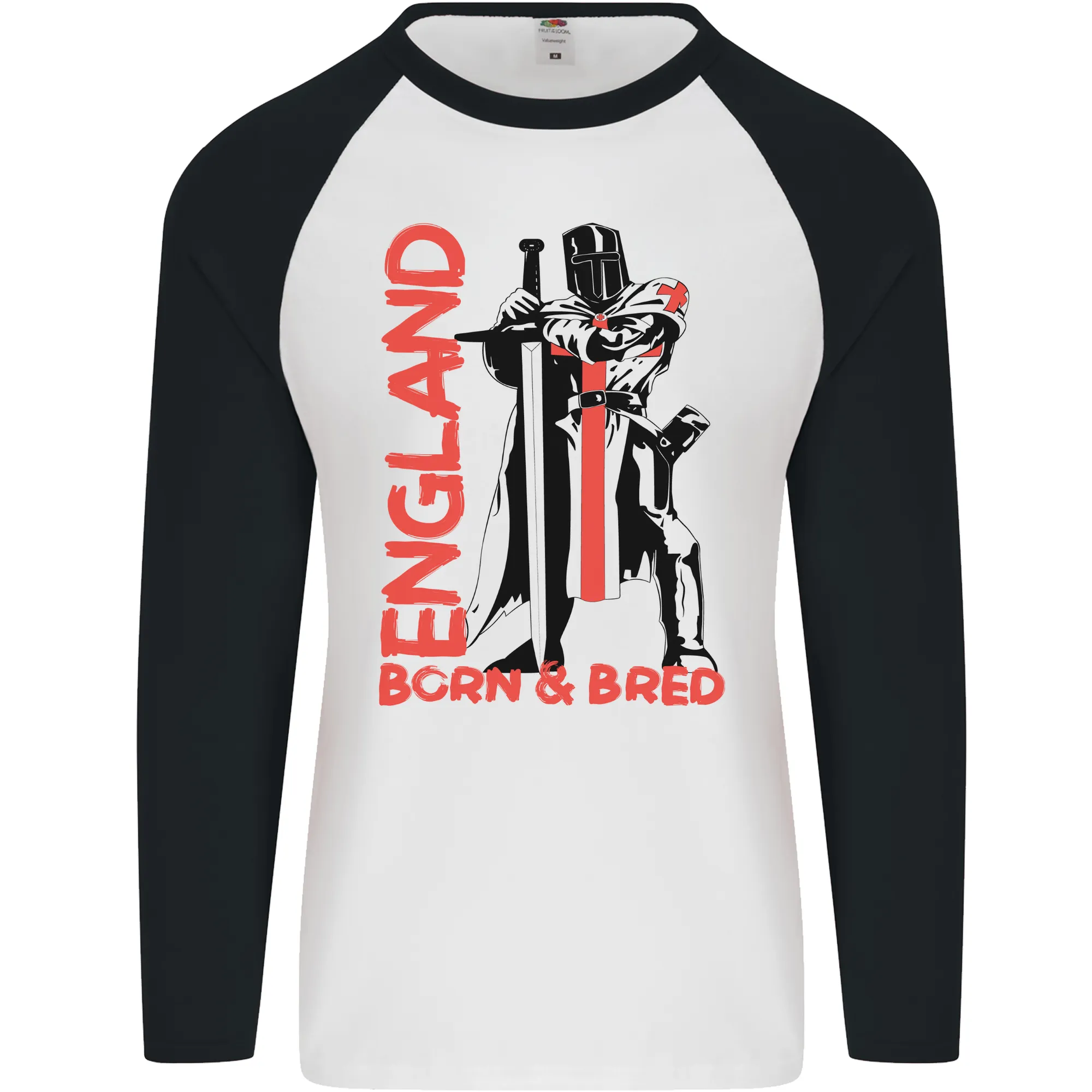 Born & Bred England St Georges Day Mens L/S Baseball T-Shirt