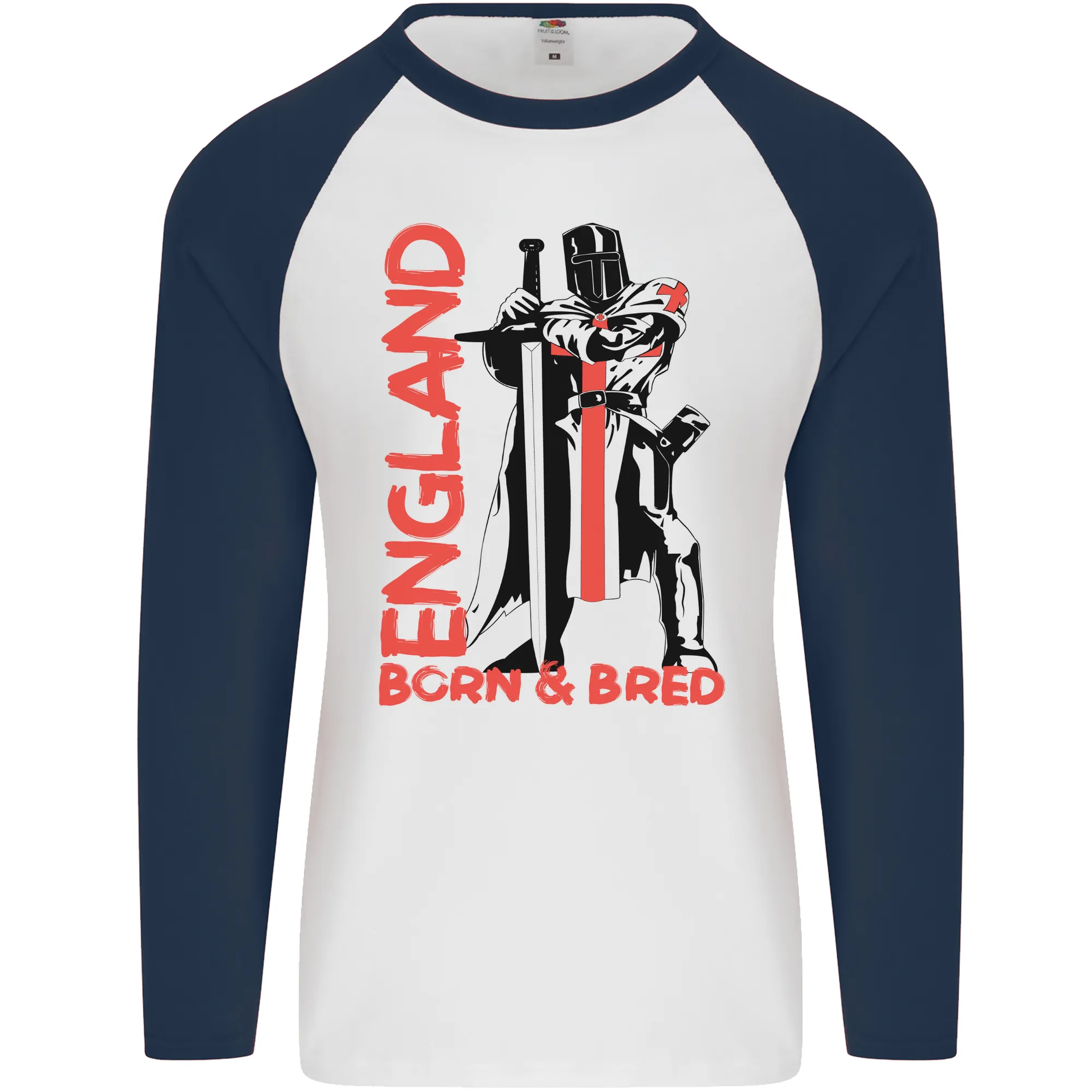 Born & Bred England St Georges Day Mens L/S Baseball T-Shirt