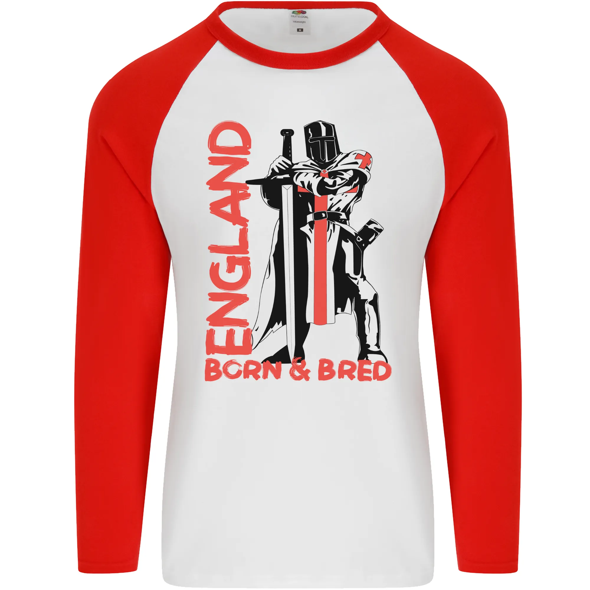 Born & Bred England St Georges Day Mens L/S Baseball T-Shirt