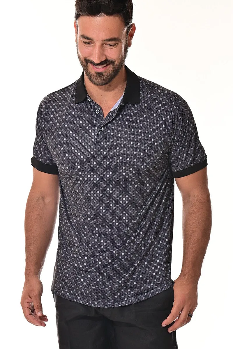 Brayden Men's Quick Dry Printed Polo - Black