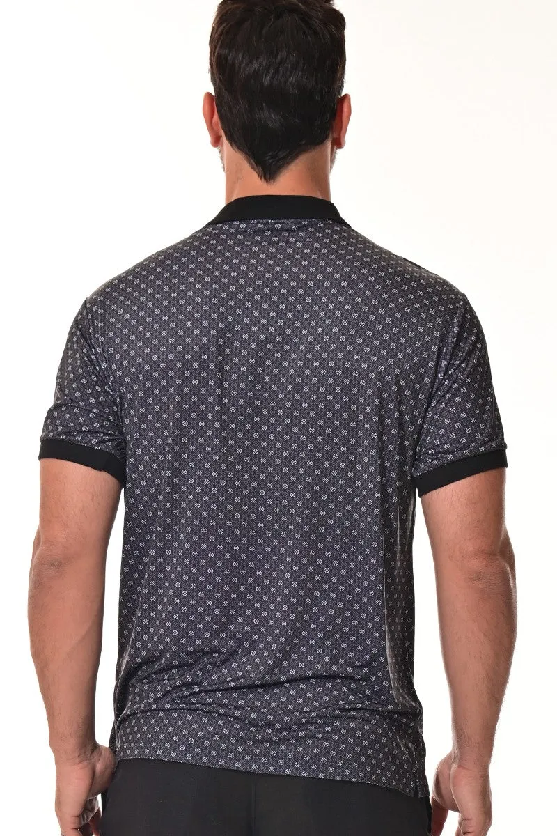 Brayden Men's Quick Dry Printed Polo - Black