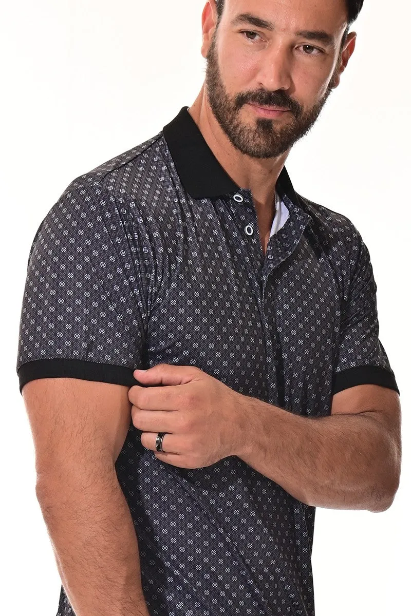 Brayden Men's Quick Dry Printed Polo - Black