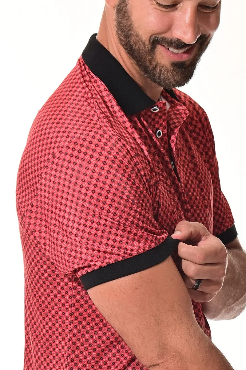 Brayden Men's Quick Dry Printed Polo - Red