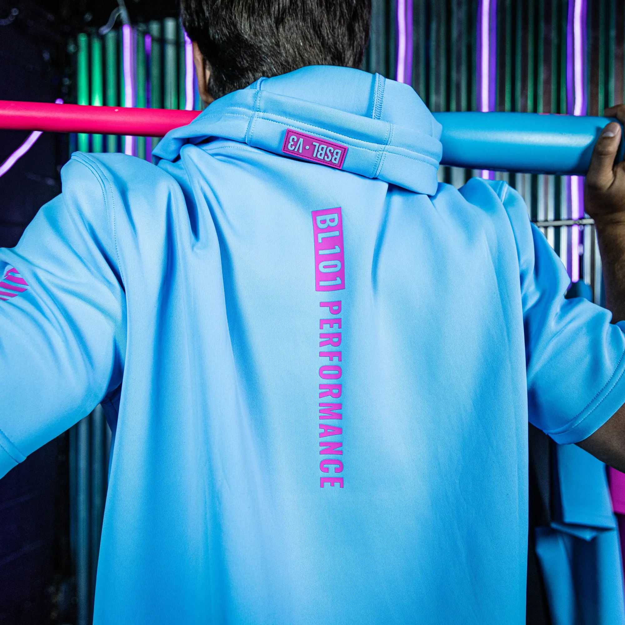 BSBL-SZN Youth Short Sleeve Hoodie V3 - Cotton Candy Blue