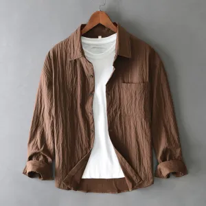 Buddha Stones Casual Solid Color Long Sleeve Men's Shirt With Pocket