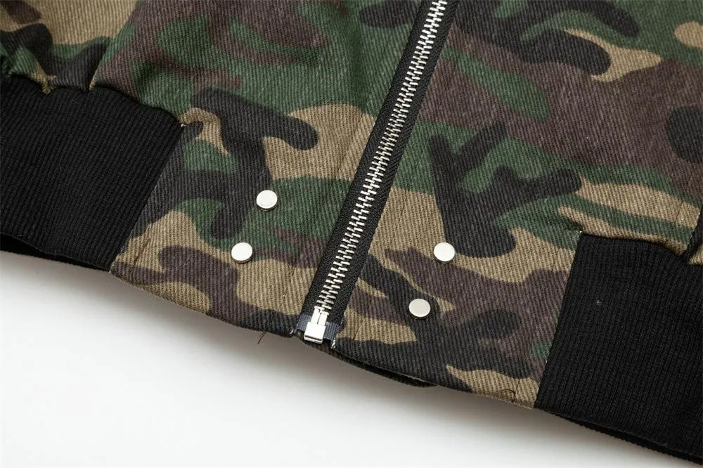 Camouflage Tooling Vertical Collar Jacket Jacket Men's Spring And Autumn Fashion Brand High Street Design Sense Zipper Baseball Suit Loose Casual