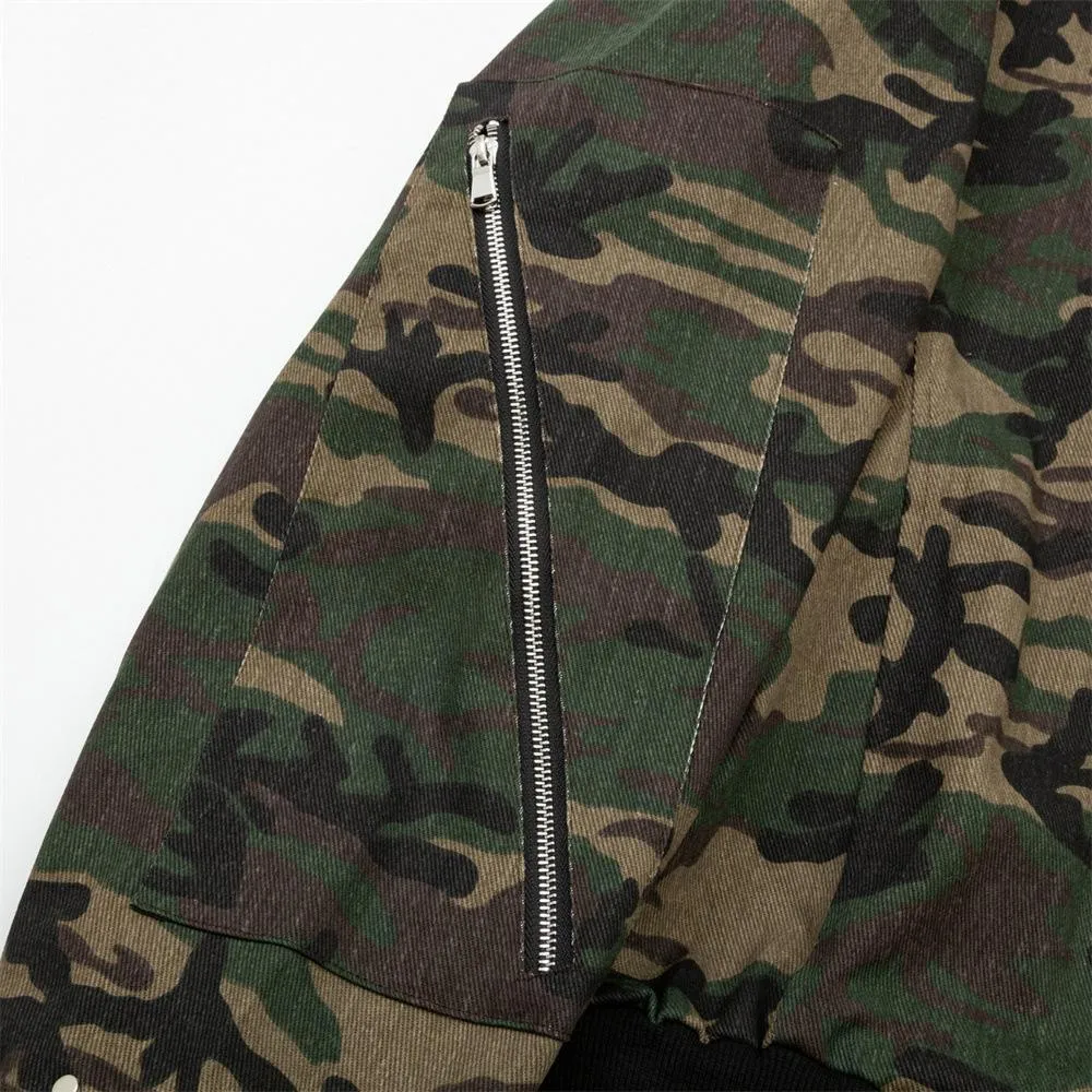 Camouflage Tooling Vertical Collar Jacket Jacket Men's Spring And Autumn Fashion Brand High Street Design Sense Zipper Baseball Suit Loose Casual