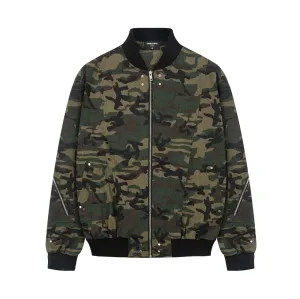 Camouflage Tooling Vertical Collar Jacket Jacket Men's Spring And Autumn Fashion Brand High Street Design Sense Zipper Baseball Suit Loose Casual