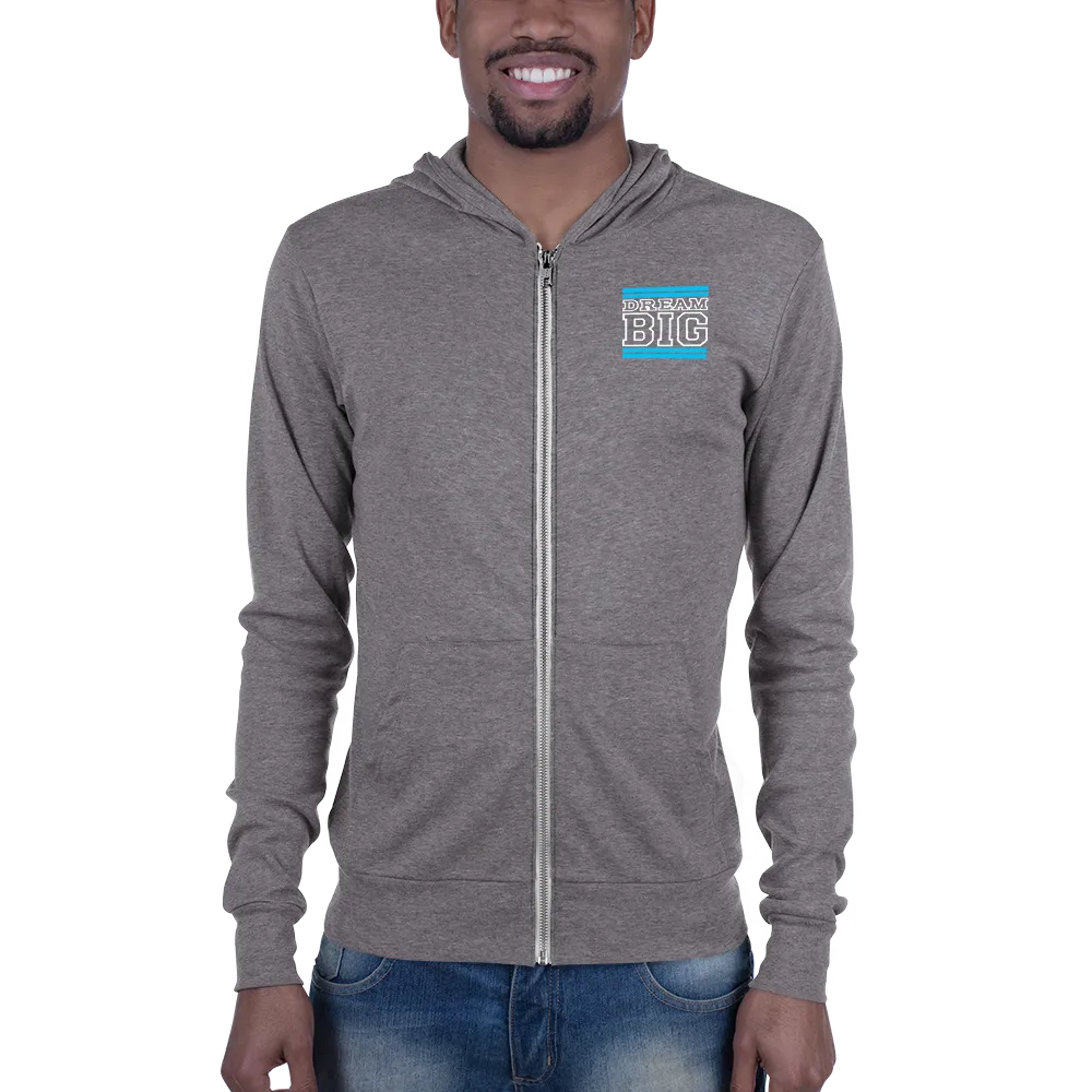 Carolina Blue and White Dream Big Lifestyle Unisex zip hoodie