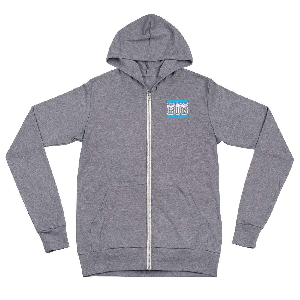 Carolina Blue and White Dream Big Lifestyle Unisex zip hoodie