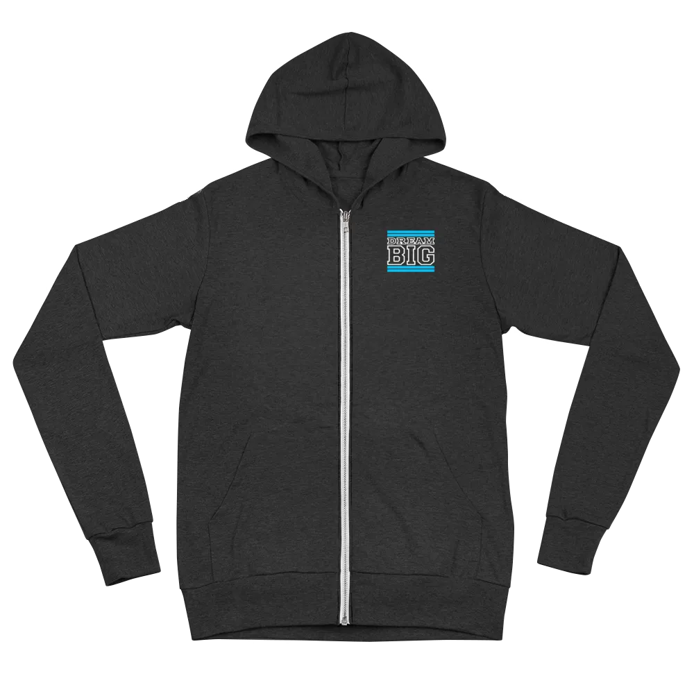 Carolina Blue and White Dream Big Lifestyle Unisex zip hoodie