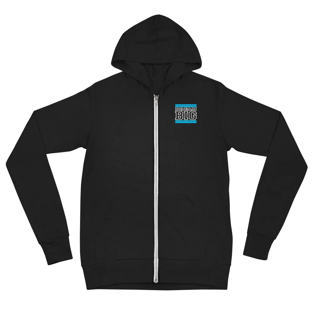 Carolina Blue and White Dream Big Lifestyle Unisex zip hoodie