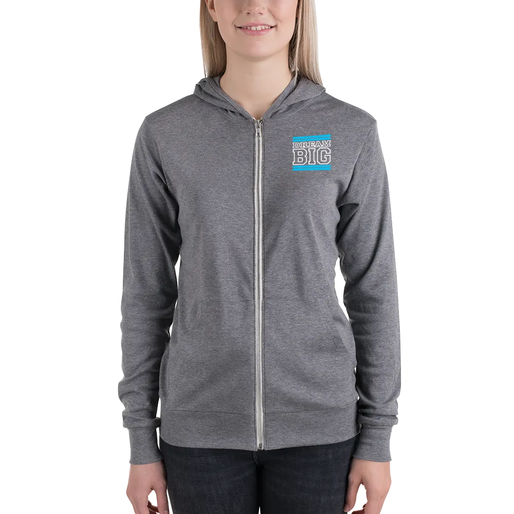 Carolina Blue and White Dream Big Lifestyle Unisex zip hoodie