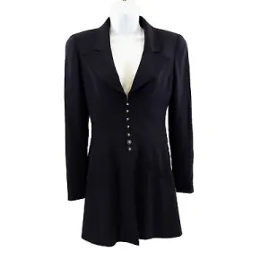 Chanel 1997 Runway Gripoix CC Logo Button Corset Suit Jacket - Dark Navy - US M