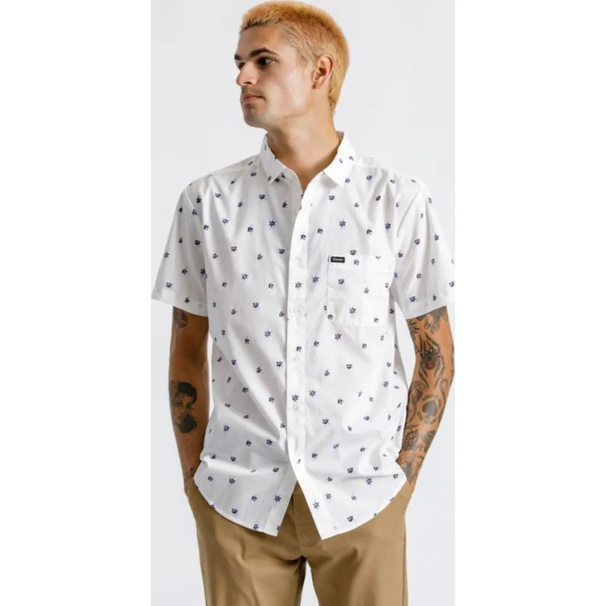 Charter Print S/S Woven - Washed Black/Honey
