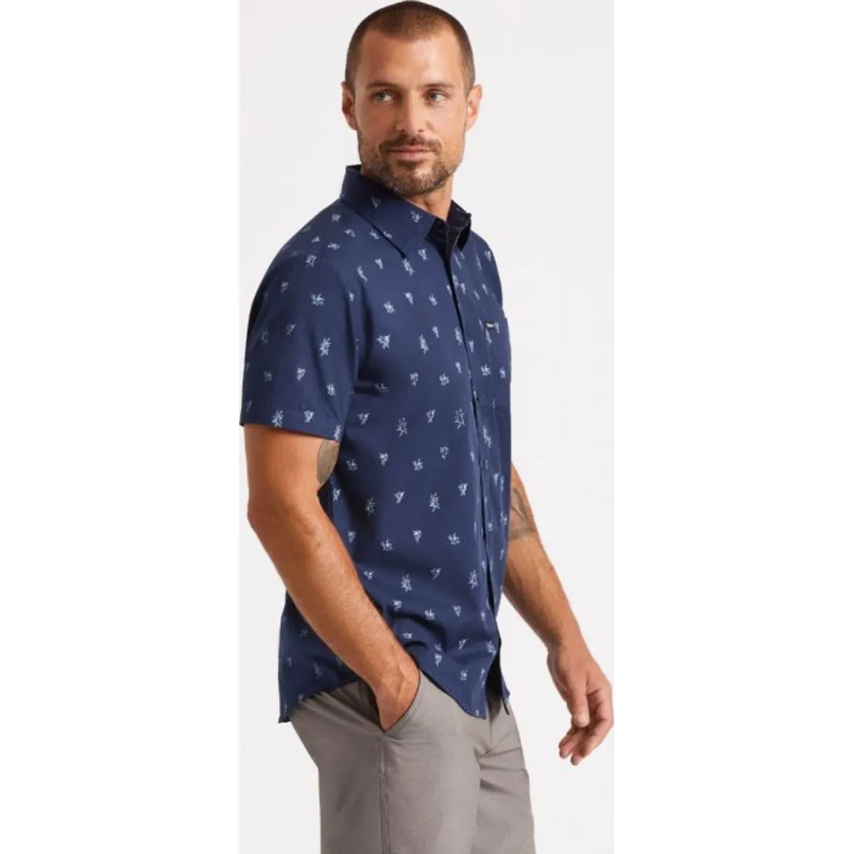 Charter Print S/S Woven - Washed Black/Honey