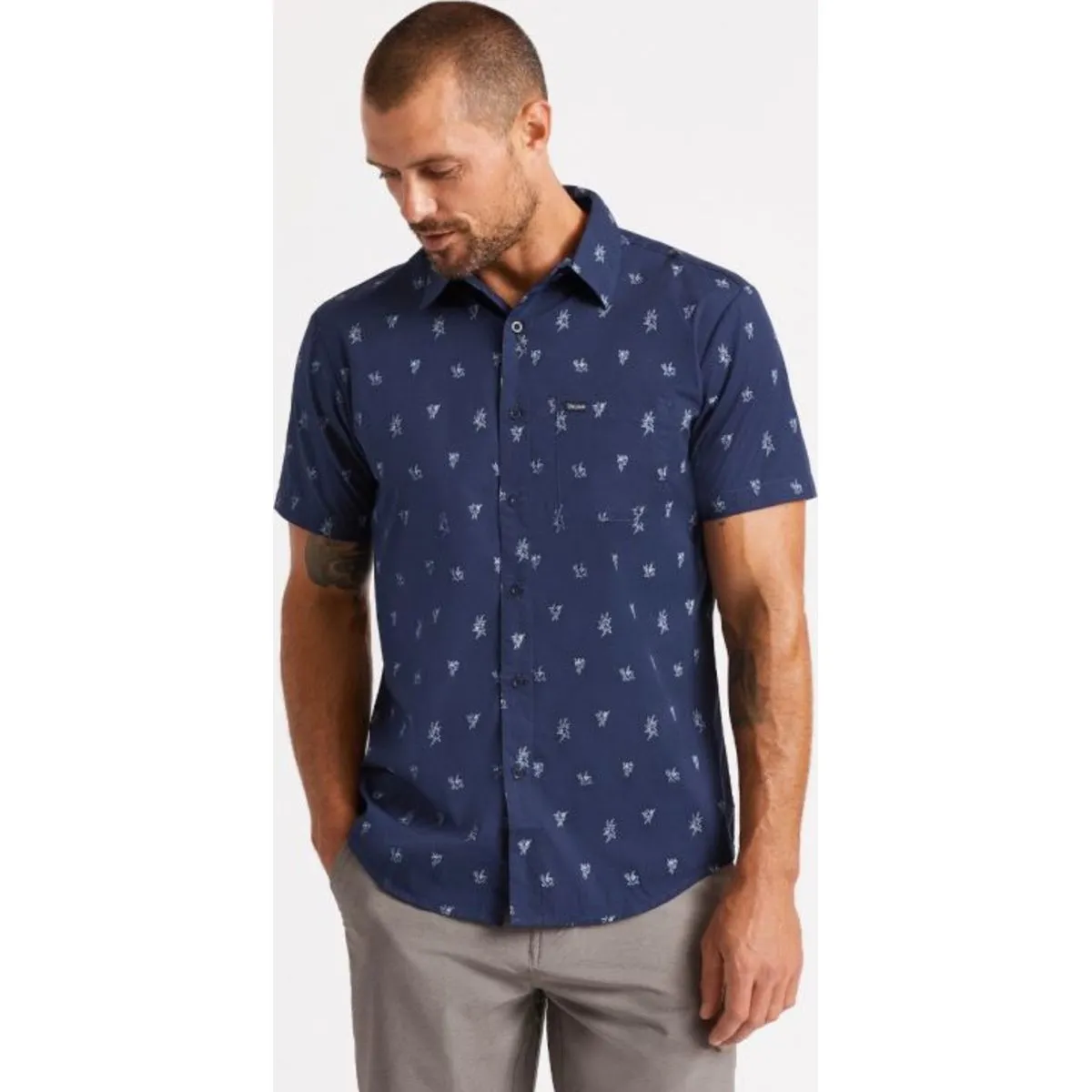 Charter Print S/S Woven - Washed Black/Honey