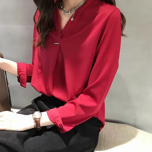Chiffon blouse long sleeve shirts