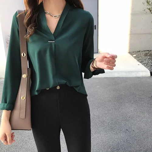 Chiffon blouse long sleeve shirts