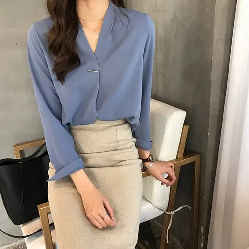 Chiffon blouse long sleeve shirts
