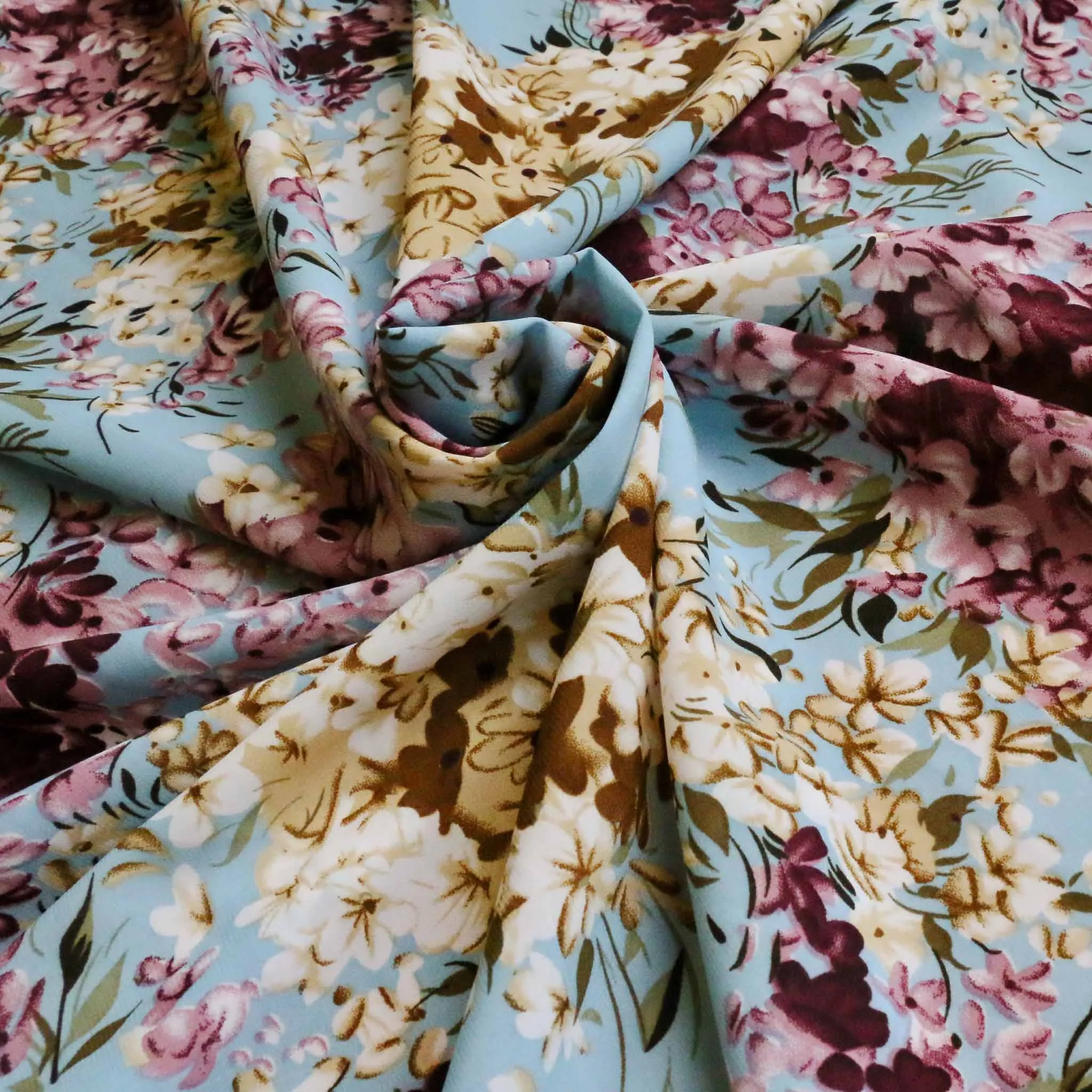 Chiffon Fabric - Navy and duck egg